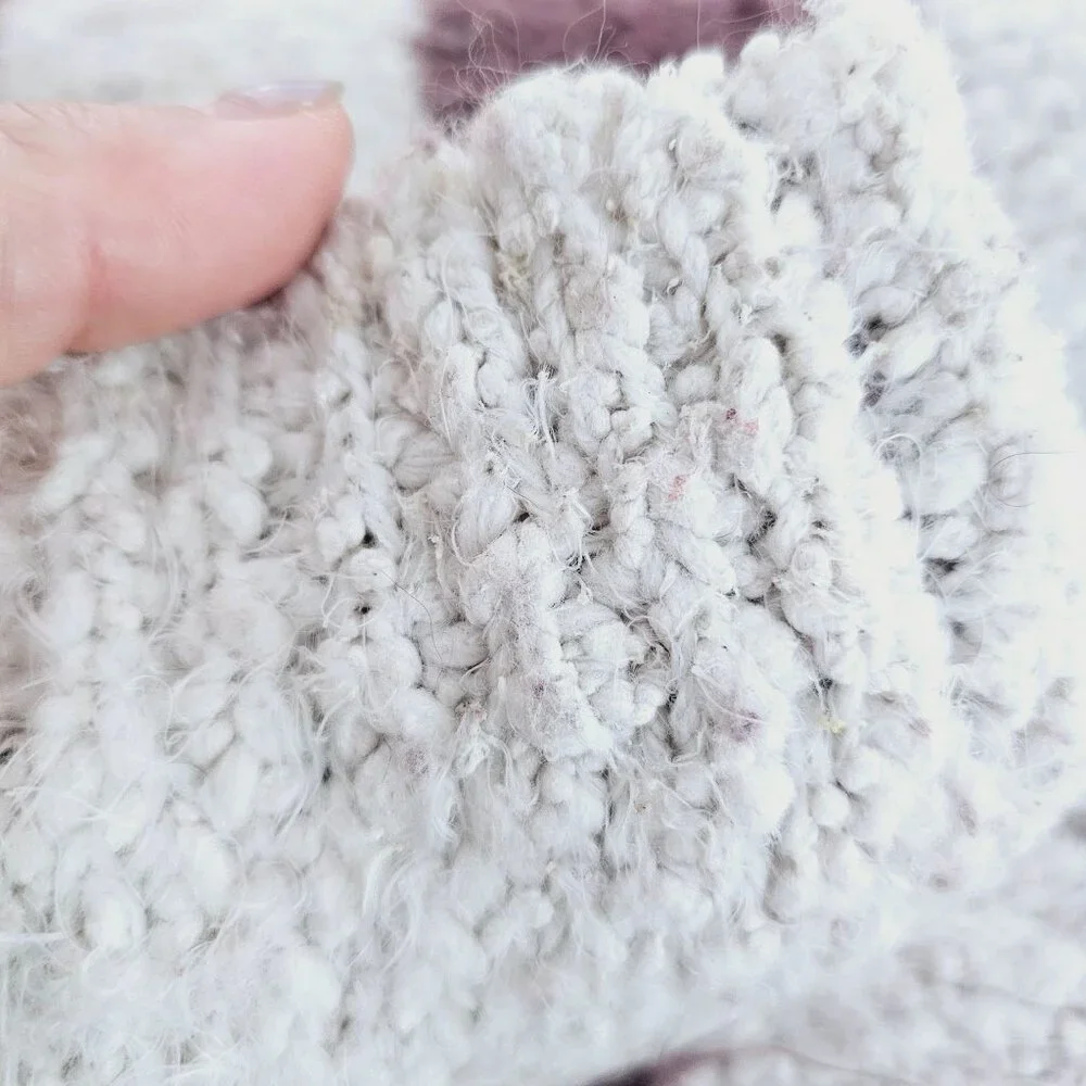 Womens Burgundy &‎ White Striped V-Neck Chunky Sweater Sz M/L《873》J - Picture 5 of 5